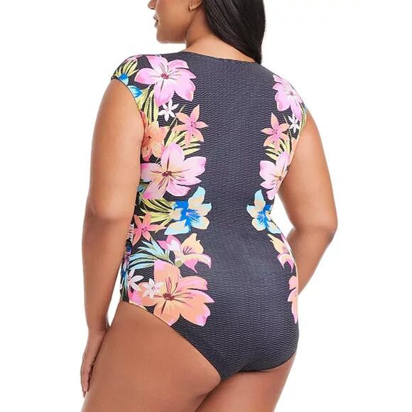 Bleu by Rod Beattie Plus Size Border-Print Sweet Escape Swimsuit Size 20W 0670 - Picture 2 of 2